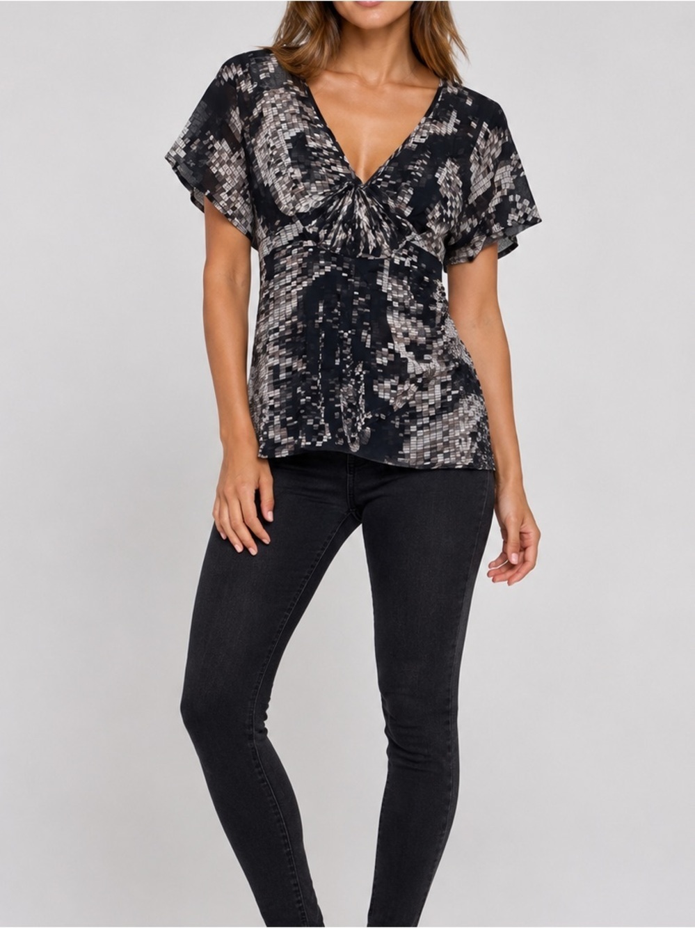 NWOT Ted baker 100% silk v-neck sheer blouse size 2 top
